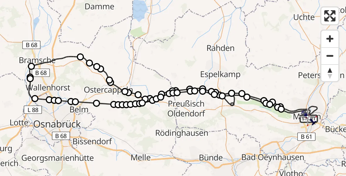 Flugroute Polizeihubschrauber Minden - Minden, 10 März 2026, 08:05