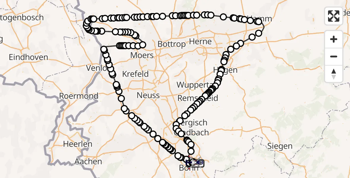 Flugroute Polizeihubschrauber Bonn-Hangelar Airfield - Sankt Augustin, 10 März 2026, 08:16