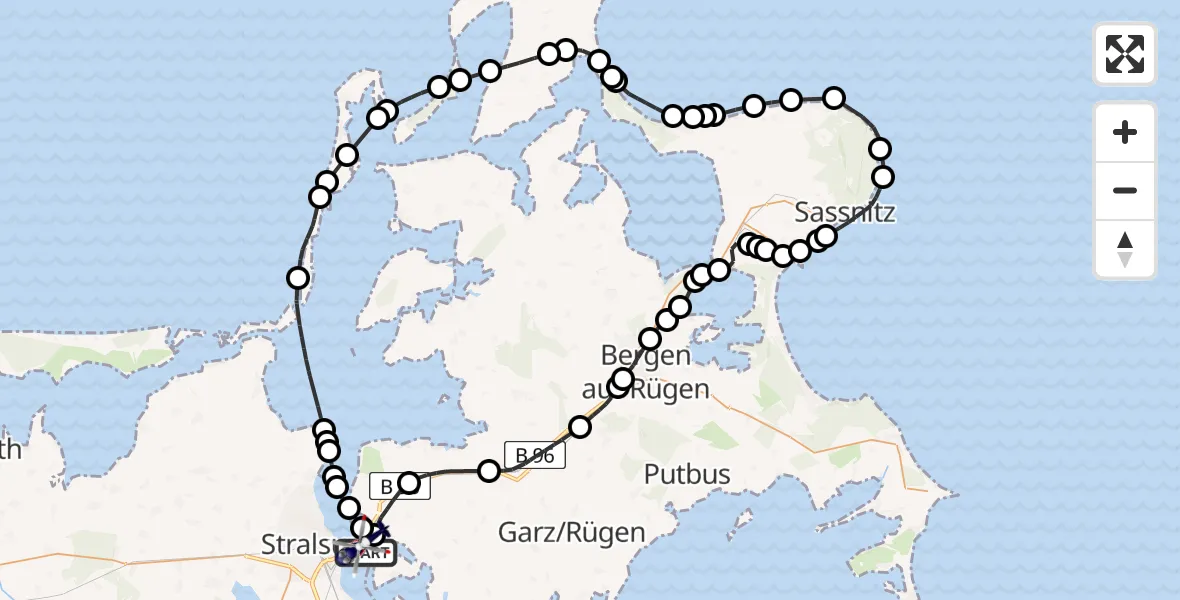 Routekaart van de vlucht: Polizeihubschrauber nach Stralsund, Hiddenseer Straße
