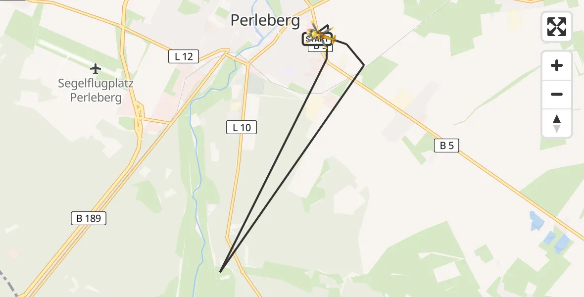 Flugroute Rettungshubschrauber Perleberg - Perleberg, 10 März 2026, 08:37