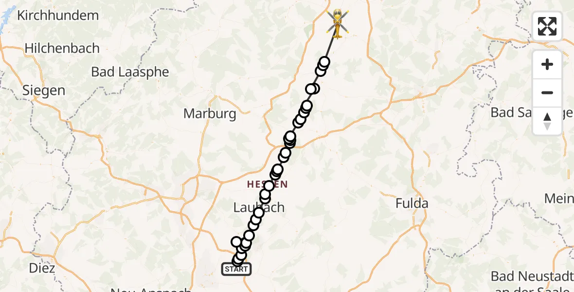 Flugroute Ambulanzhubschrauber Bingenheim - Lendorf, 10 März 2026, 08:38
