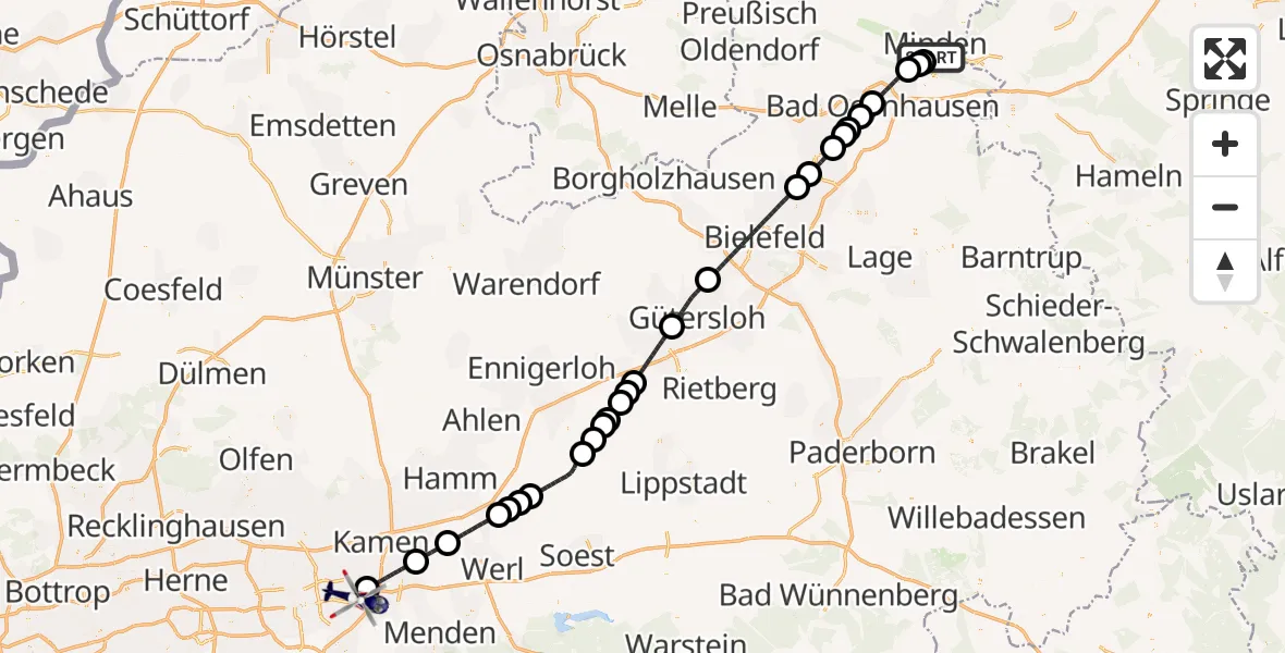 Routekaart van de vlucht: Polizeihubschrauber nach Dortmund Airport