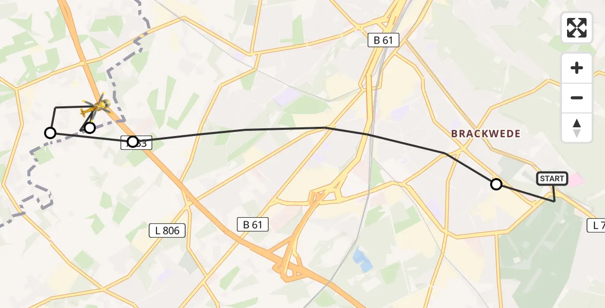 Flugroute Rettungshubschrauber Luftrettungszentrum Bielefeld - Steinhagen, 10 März 2026, 09:22