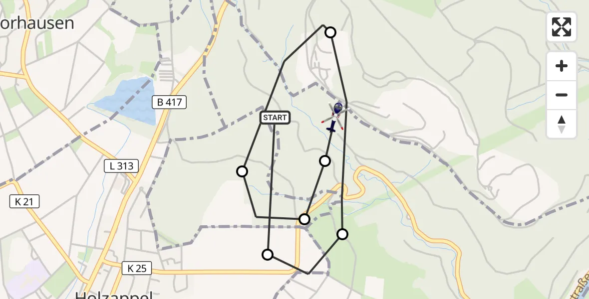 Flugroute Polizeihubschrauber Langenscheid - Geilnau, 10 März 2026, 10:52