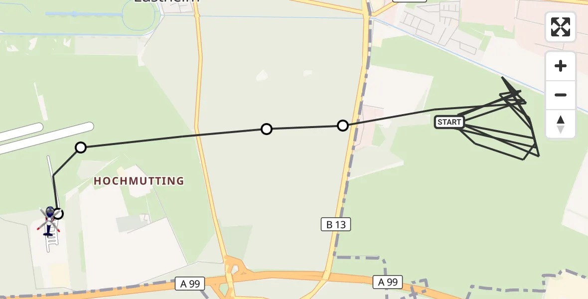 Flugroute Polizeihubschrauber Garching bei München - Oberschleißheim, 10 März 2026, 10:53