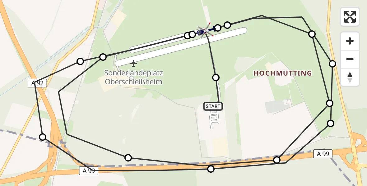 Flugroute Polizeihubschrauber Oberschleißheim - Oberschleissheim Heliport, 10 März 2026, 11:17
