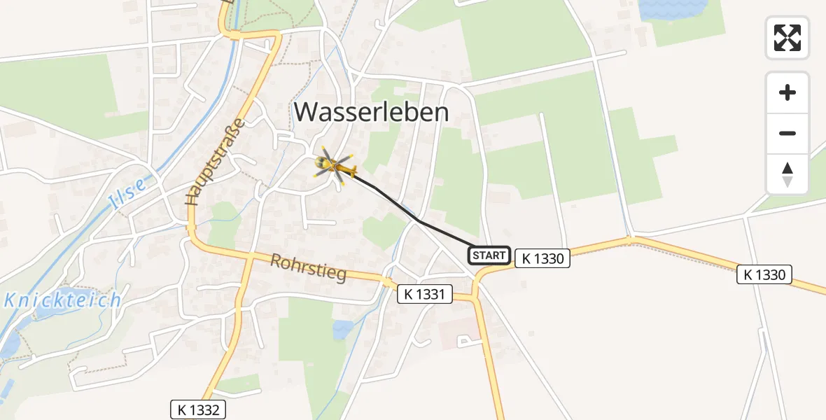 Flugroute Rettungshubschrauber Wasserleben - Wasserleben, 10 März 2026, 11:39