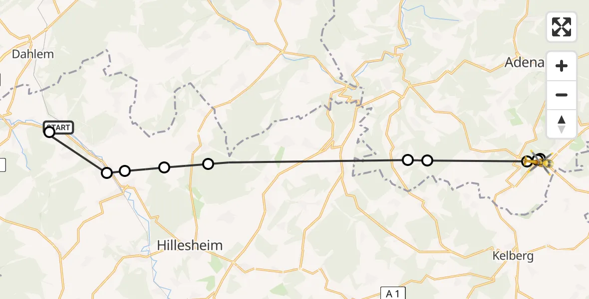 Flugroute Ambulanzhubschrauber Glaadt - Nürburgring Heliport, 10 März 2026, 11:41