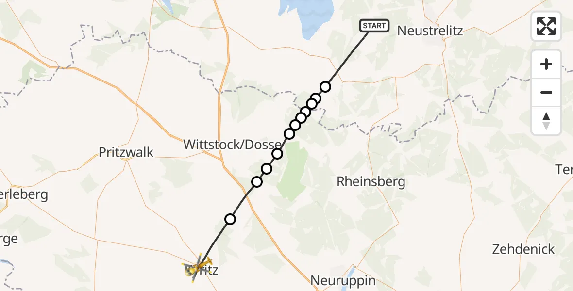 Routekaart van de vlucht: Rettungshubschrauber nach Kyritz, Kastanienallee