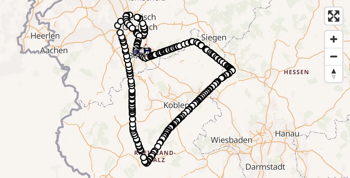 Routekaart van de vlucht: Polizeihubschrauber nach Sankt Augustin, Richthofenstraße