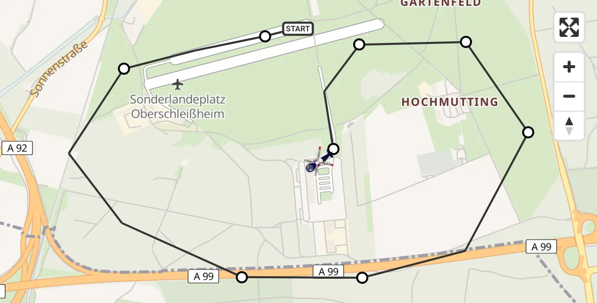 Flugroute Polizeihubschrauber Oberschleissheim Heliport - Oberschleißheim, 10 März 2026, 11:45