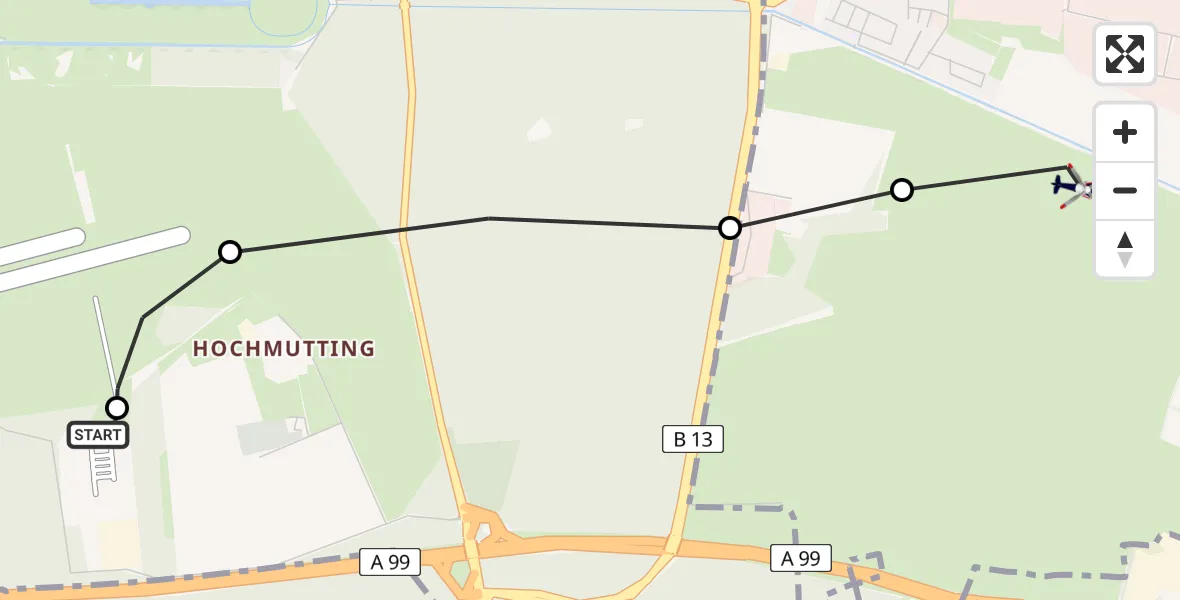 Routekaart van de vlucht: Polizeihubschrauber nach Garching bei München, Radschnellweg Garching München