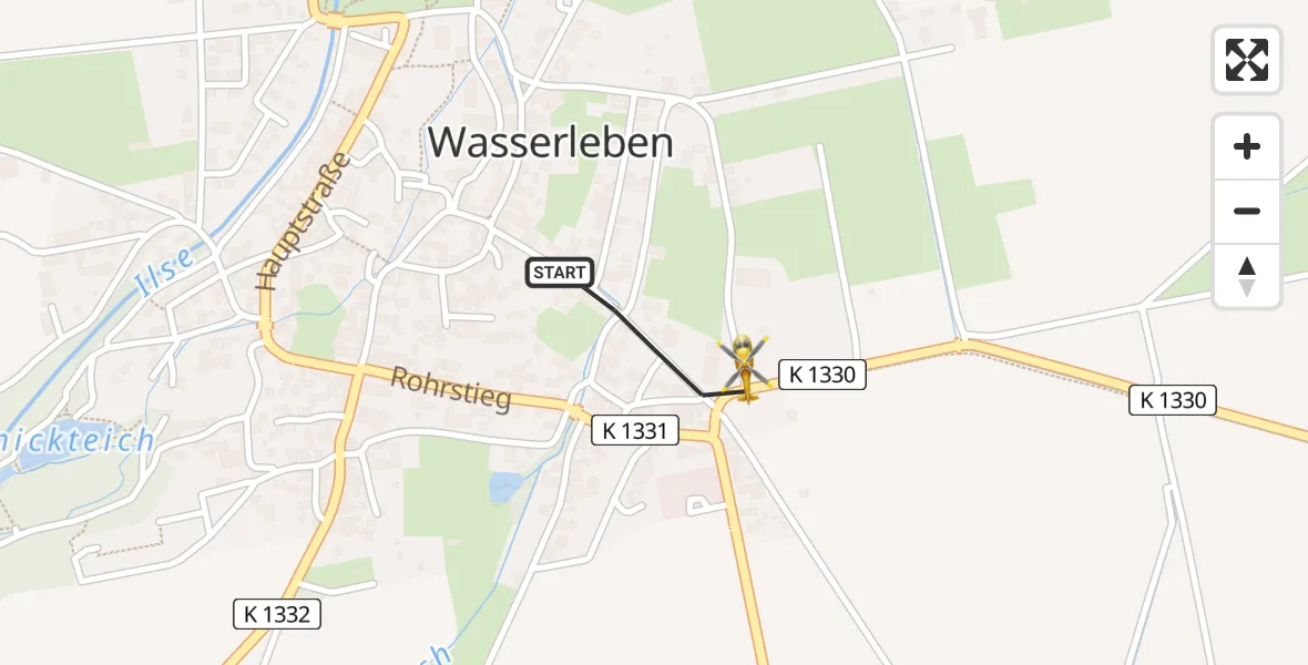 Flugroute Rettungshubschrauber Wasserleben - Wasserleben, 10 März 2026, 11:52