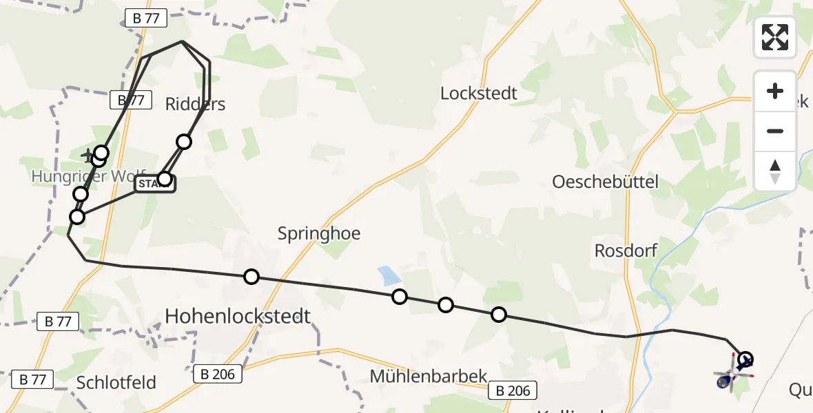 Routekaart van de vlucht: Polizeihubschrauber nach Kellinghusen, Krim