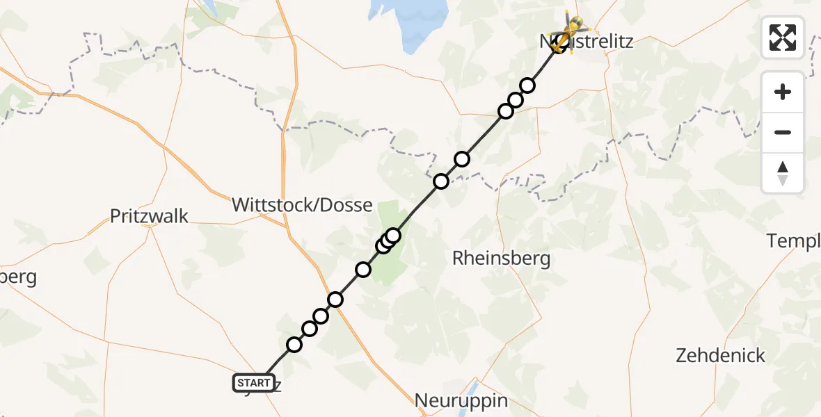 Routekaart van de vlucht: Rettungshubschrauber nach Neustrelitz