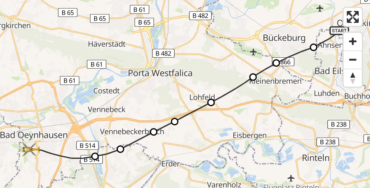 Routekaart van de vlucht: Ambulanzhubschrauber nach Bad Oeynhausen, Georgstraße