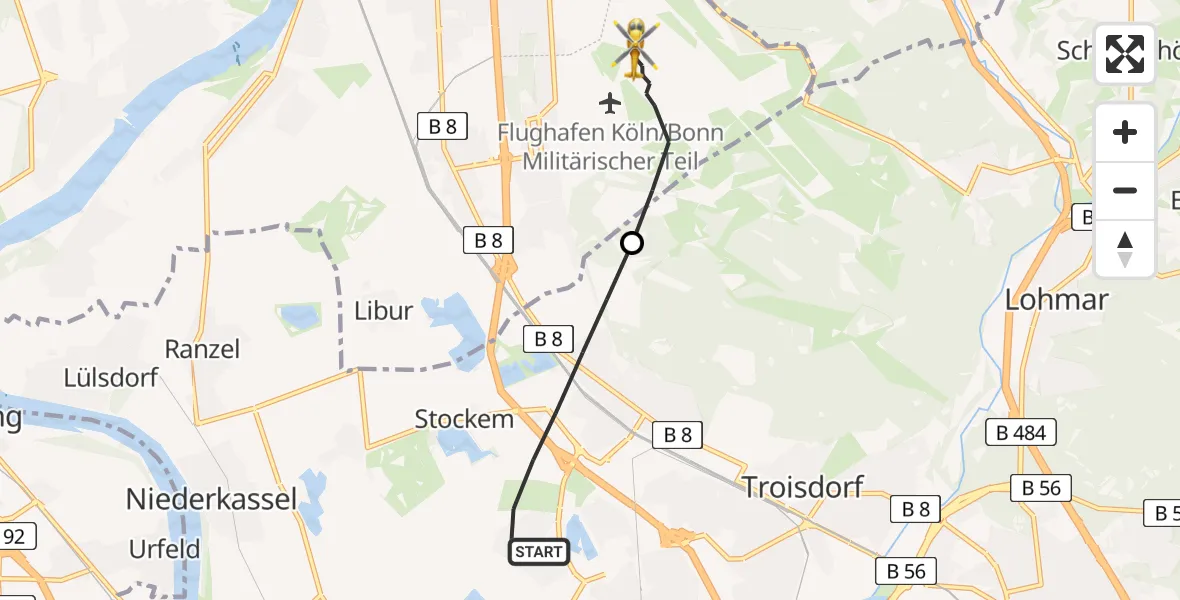 Routekaart van de vlucht: Rettungshubschrauber nach Cologne Bonn Airport