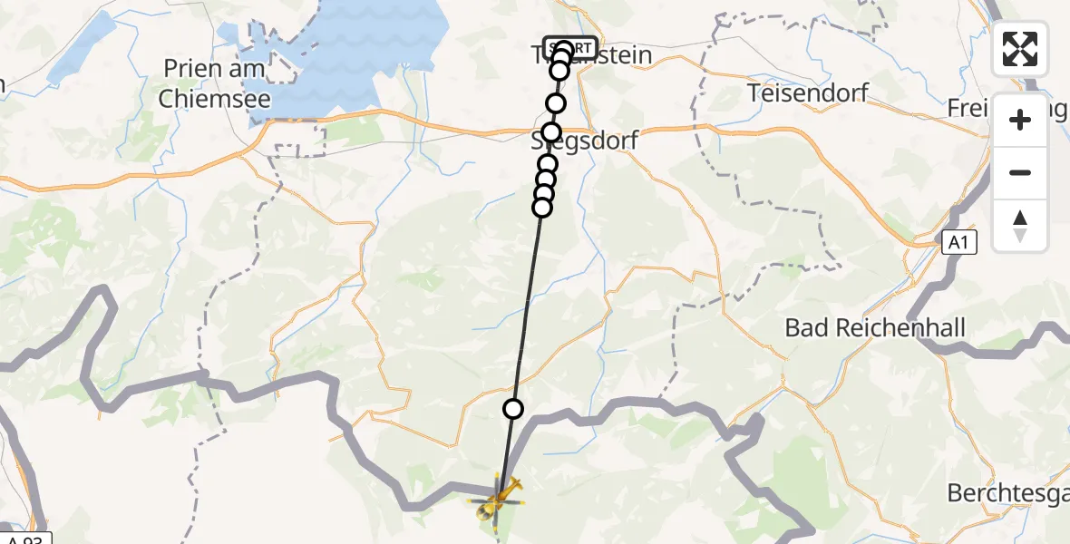 Routekaart van de vlucht: Rettungshubschrauber nach Reit im Winkl, Skiweg