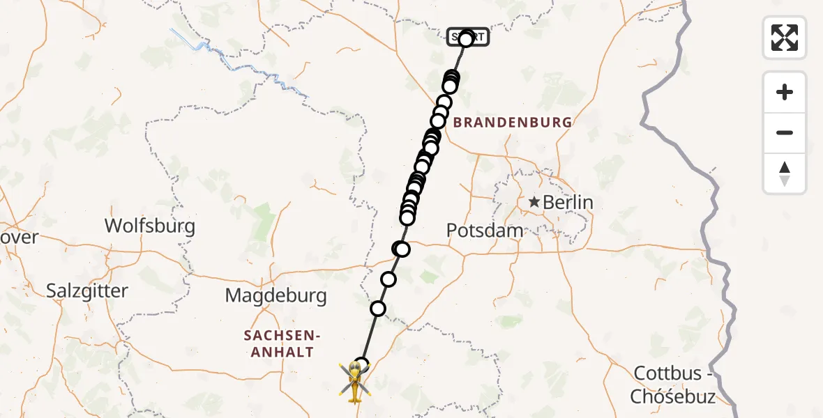 Flugroute Rettungshubschrauber Neu Canow - Diesdorf, 10 März 2026, 14:27