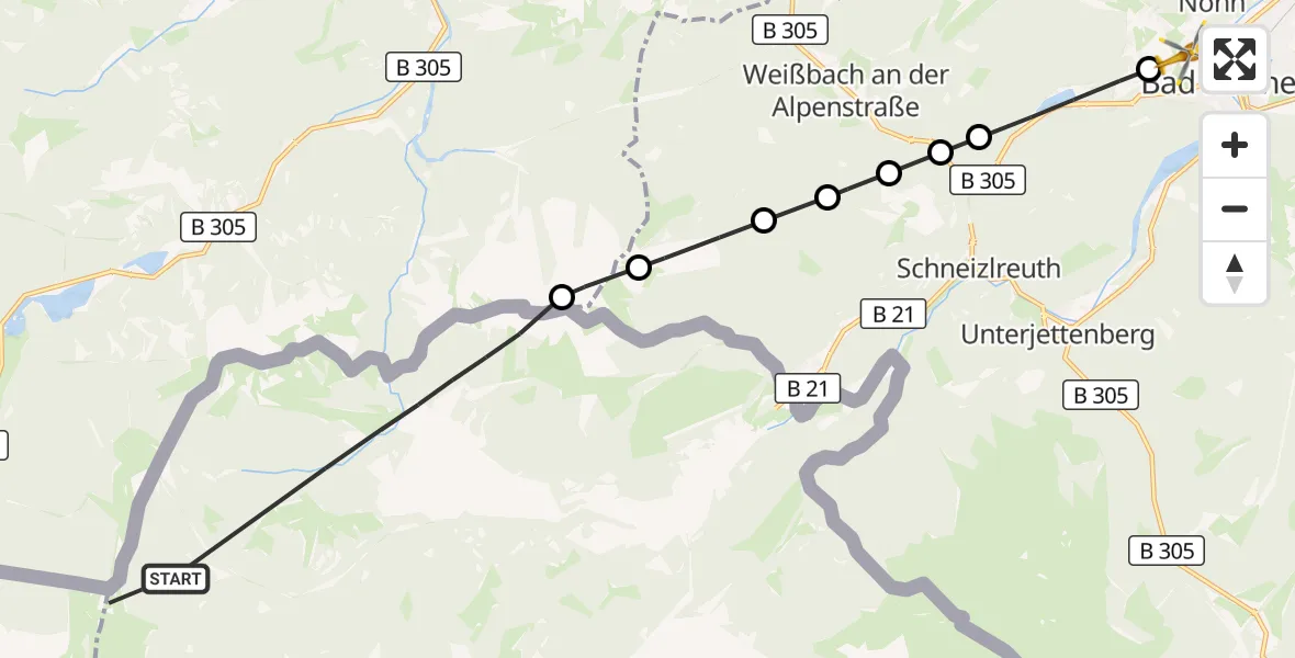 Flugroute Rettungshubschrauber Unken - Nonn, 10 März 2026, 14:45