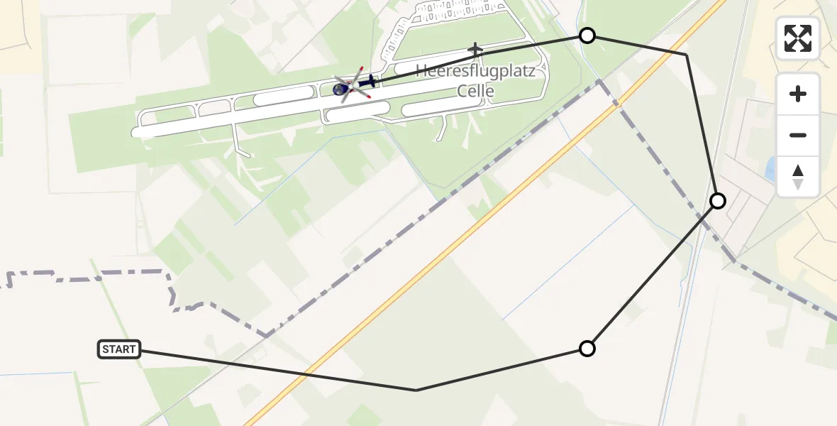 Flugroute Polizeihubschrauber Dasselsbruch - Celle Army Airfield, 10 März 2026, 14:56
