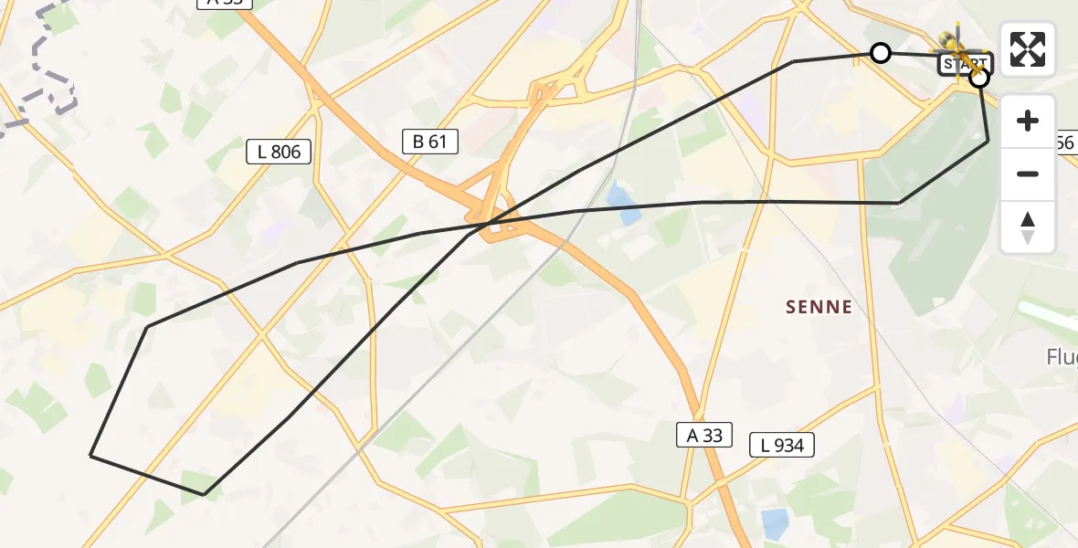 Routekaart van de vlucht: Rettungshubschrauber nach Luftrettungszentrum Bielefeld