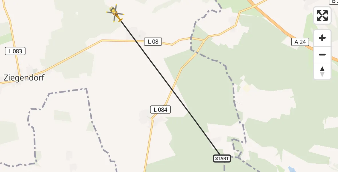 Flugroute Rettungshubschrauber Ziegendorf - Ziegendorf, 10 März 2026, 15:21