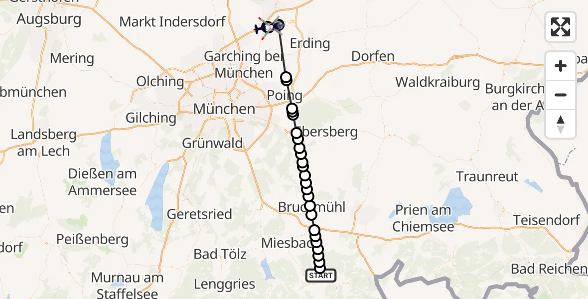 Flugroute Polizeihubschrauber Hammer - Munich Airport, 10 März 2026, 16:34
