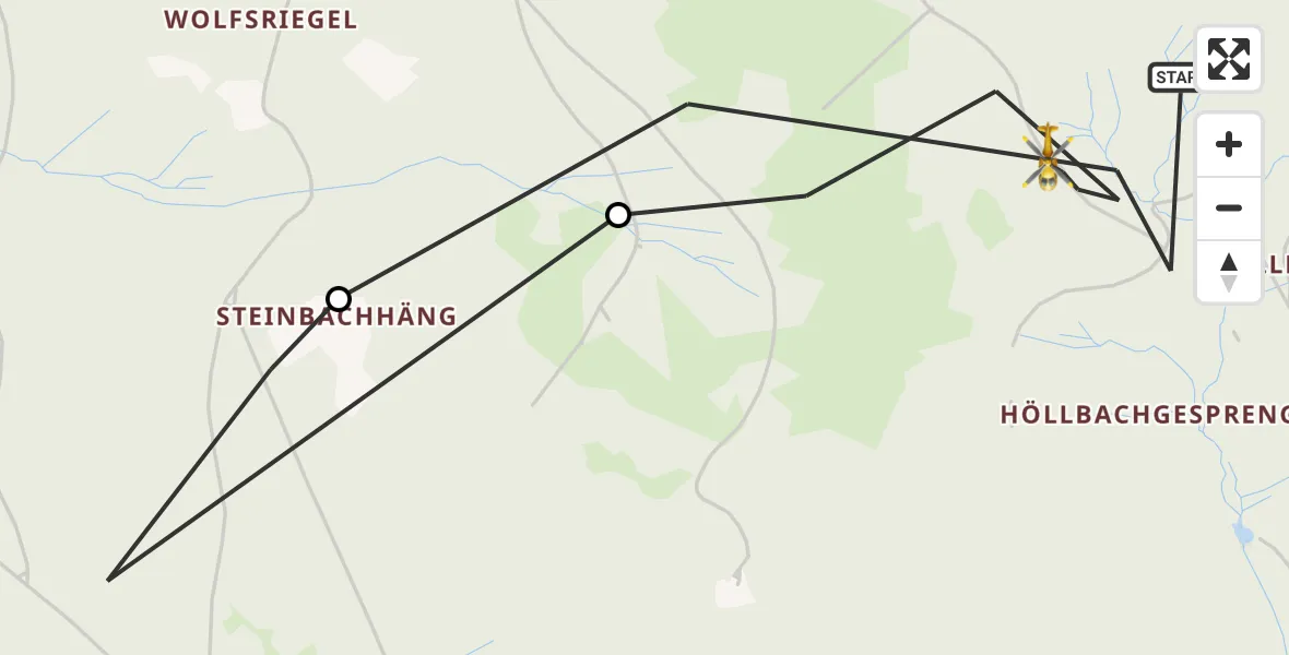 Flugroute Rettungshubschrauber Lindberg - Lindberg, 10 März 2026, 16:50