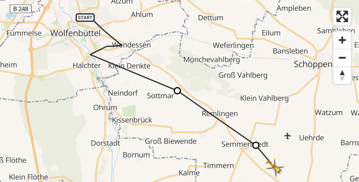 Routekaart van de vlucht: Rettungshubschrauber nach Roklum