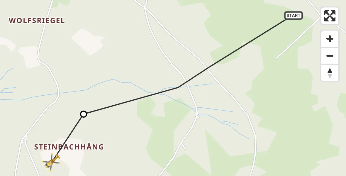 Flugroute Rettungshubschrauber Lindberg - Zwieslerwaldhaus, 10 März 2026, 17:03