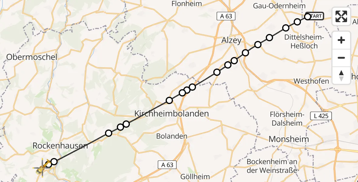 Routekaart van de vlucht: Rettungshubschrauber nach Imsweiler UL