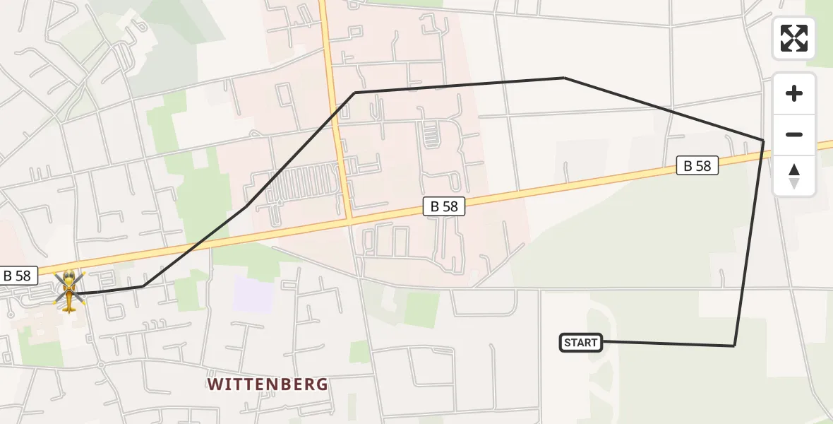 Flugroute Rettungshubschrauber Wesel - Wesel, 10 März 2026, 17:27