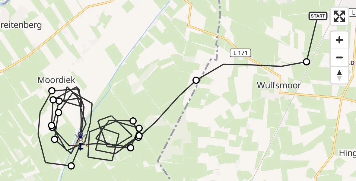 Flugroute Polizeihubschrauber Wrist - Moordiek, 10 März 2026, 19:08