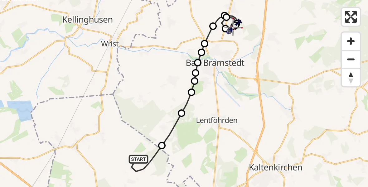 Routekaart van de vlucht: Polizeihubschrauber nach Bad Bramstedt Heliport