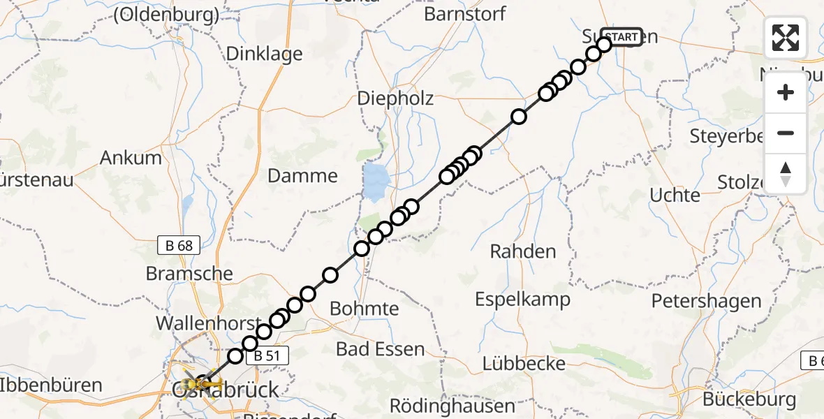 Routekaart van de vlucht: Ambulanzhubschrauber nach Osnabrück Hospital