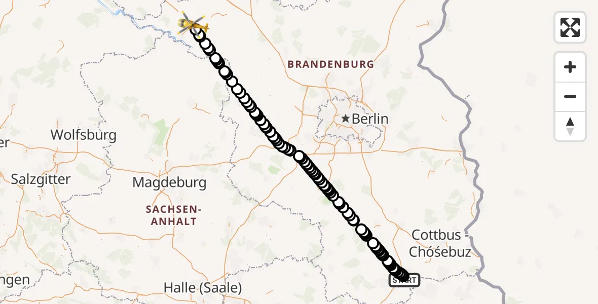 Routekaart van de vlucht: Ambulanzhubschrauber nach Perleberg, B 5