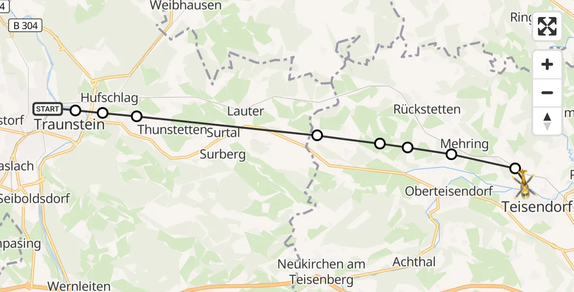 Flugroute Rettungshubschrauber Traunstorf - Holzhausen bei Teisendorf, 11 März 2026, 07:22