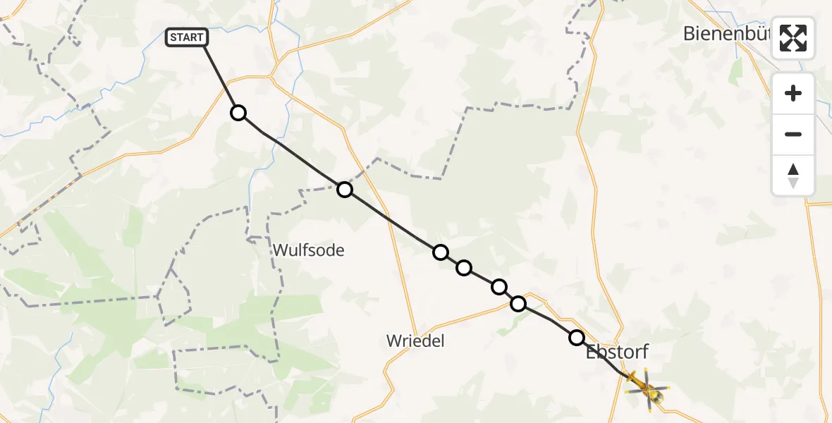 Routekaart van de vlucht: Rettungshubschrauber nach Melzingen, L 250