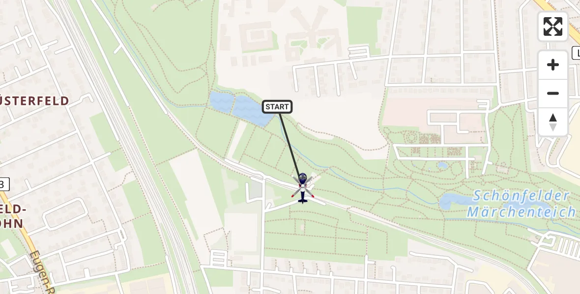 Routekaart van de vlucht: Polizeihubschrauber nach Kassel, Azaleenweg