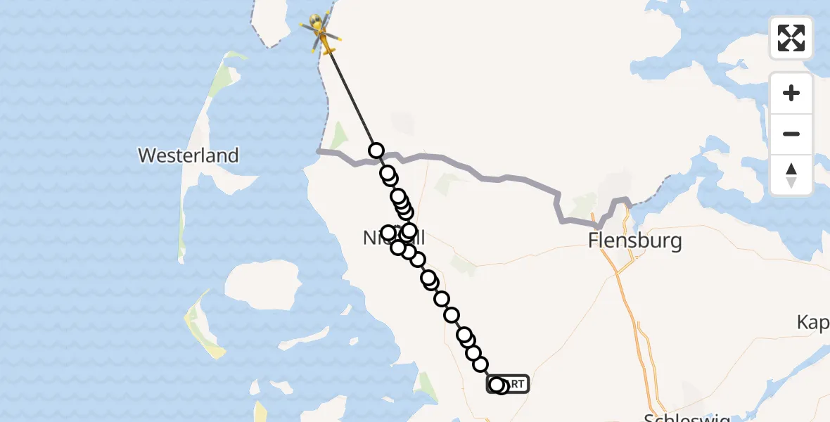 Routekaart van de vlucht: Rettungshubschrauber nach Lyst, Gather Landstraße