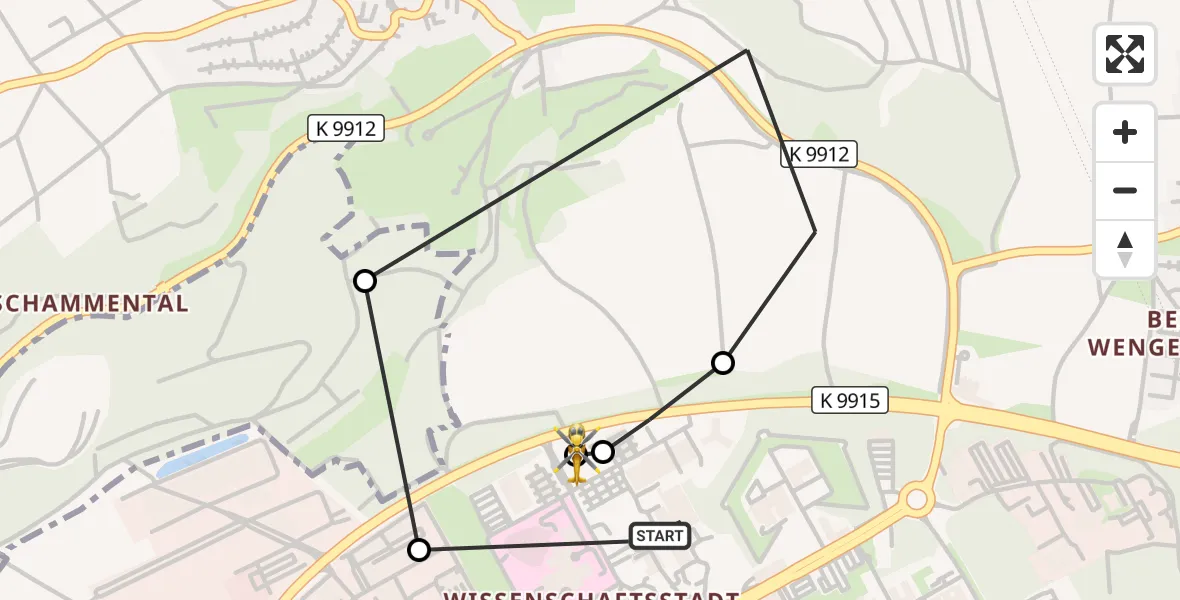 Flugroute Rettungshubschrauber Ulm Military Hospital Emergency - ADAC Air Rescue Station Ulm (Christoph 22), 11 März 2026, 08:00