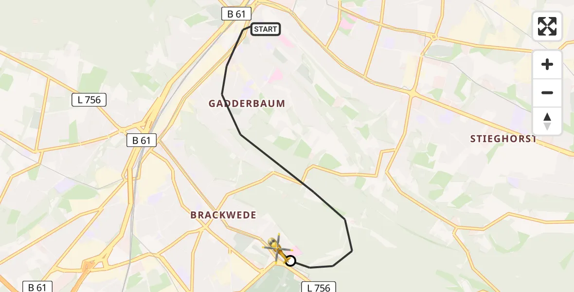 Routekaart van de vlucht: Rettungshubschrauber nach Luftrettungszentrum Bielefeld