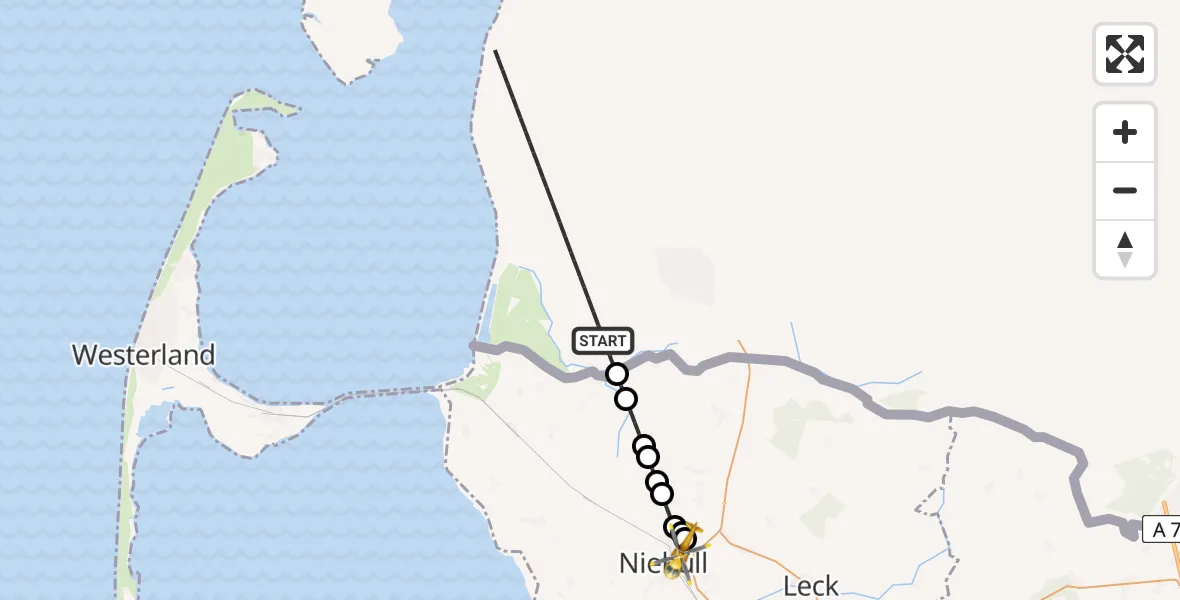 Routekaart van de vlucht: Rettungshubschrauber nach Niebüll, Gather Landstraße