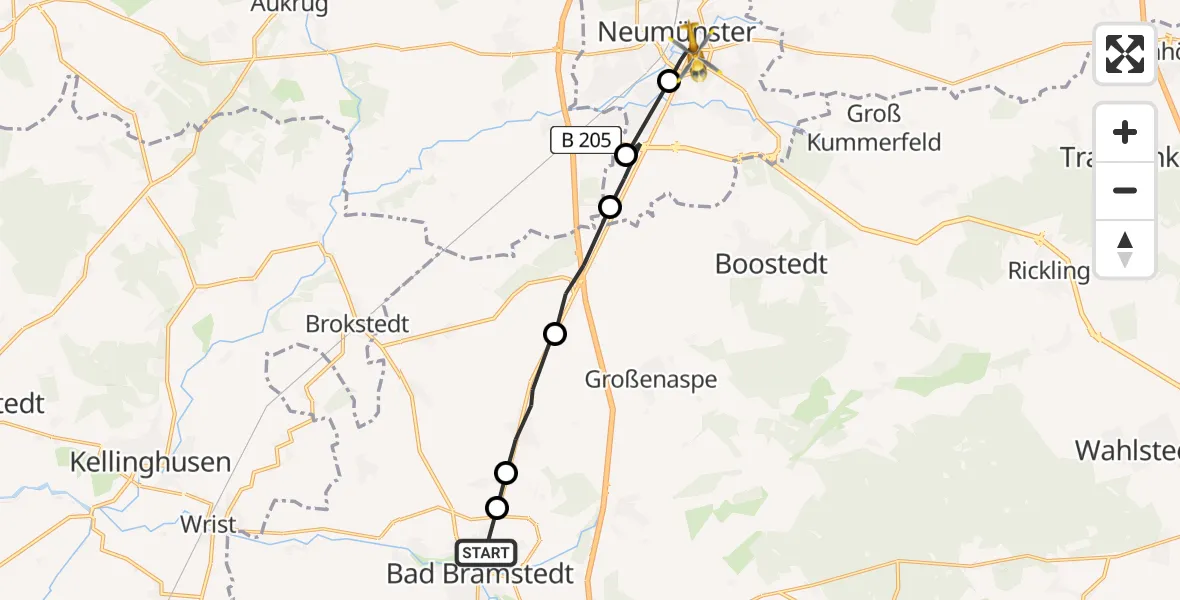 Routekaart van de vlucht: Rettungshubschrauber nach Neumünster, Plöner Straße