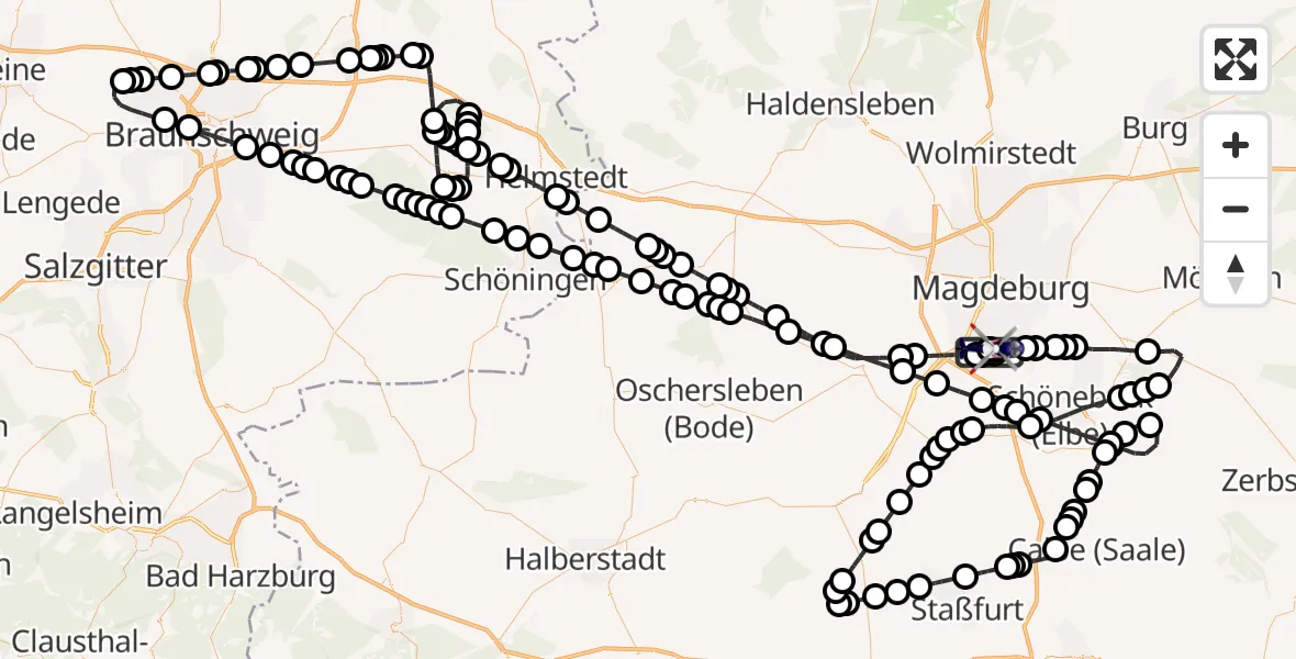 Routekaart van de vlucht: Polizeihubschrauber nach Magdeburg, Carnotstraße