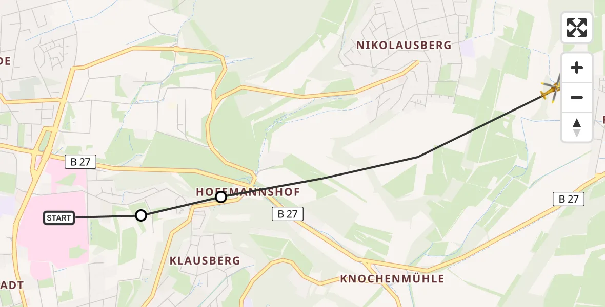 Routekaart van de vlucht: Rettungshubschrauber nach Göttingen, Kohlhofsweg