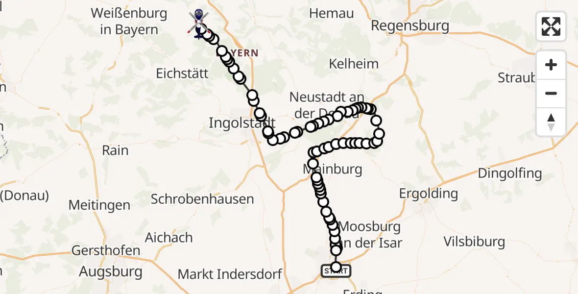 Routekaart van de vlucht: Polizeihubschrauber nach Morsbach, Schloßstraße