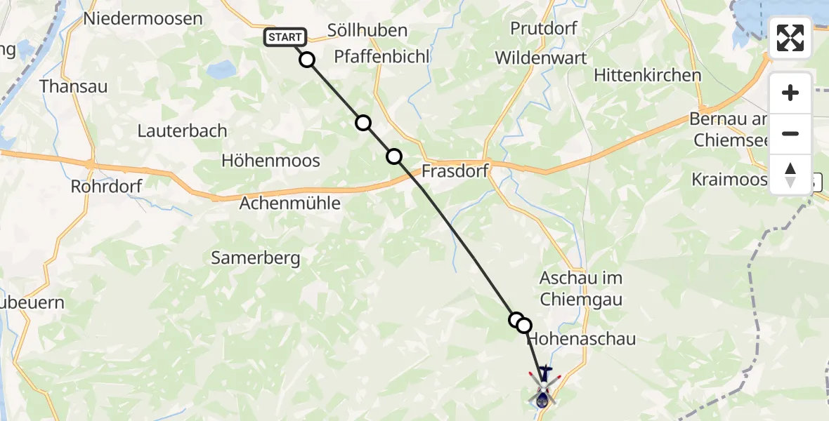 Flugroute Polizeihubschrauber Riedering - Hohenaschau, 11 März 2026, 08:47