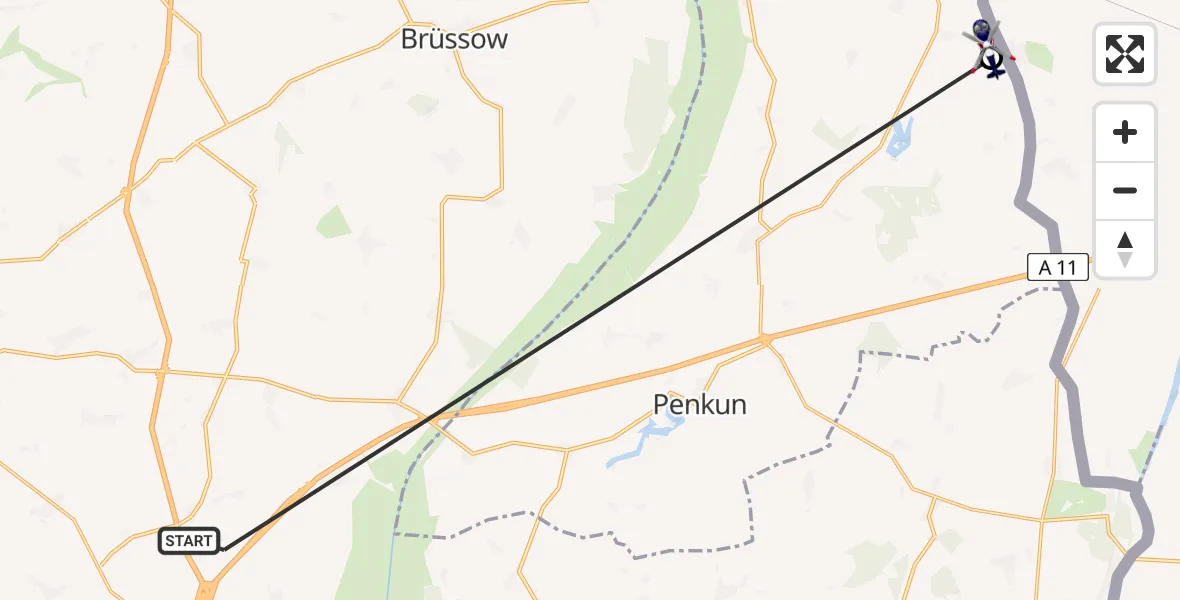 Routekaart van de vlucht: Polizeihubschrauber nach Grambow, Bobliner Damm